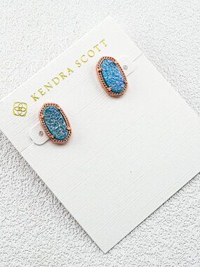 Kendra Scott Light Blue Quartz Point Stud Earrings